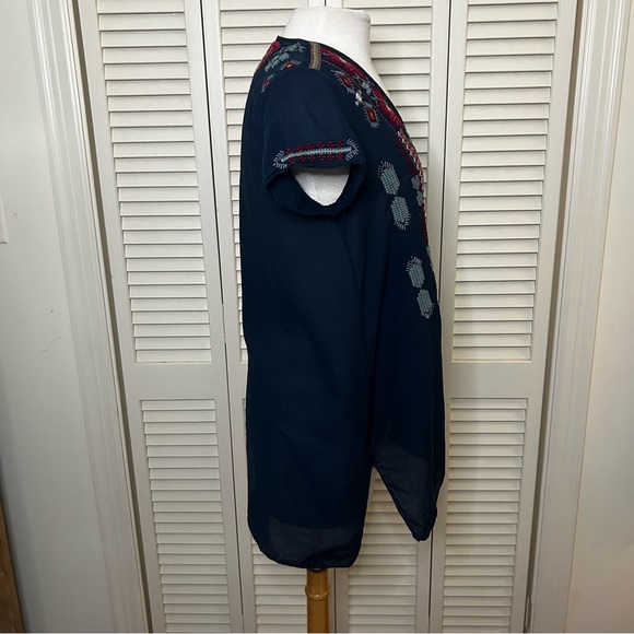 Johnny Was 3J Workshop floral embroidered tunic in navy small - Picture 9 of 13